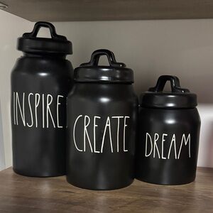 Rae Dunn Black Ceramic Canister Set